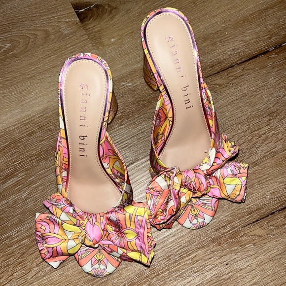 Gianni Bini Women's Floral Heels - Pink and Yellow - Picture 1 of 4